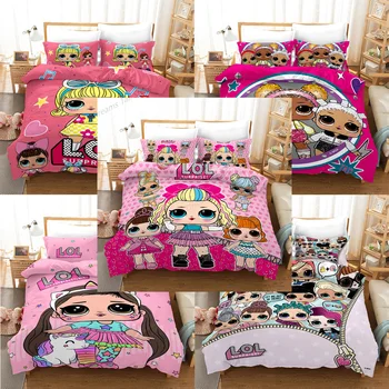 

LOL Surprise Doll Three-piece Two Pillowcases and A Quilt Cover for Children and Adult Bedding Set