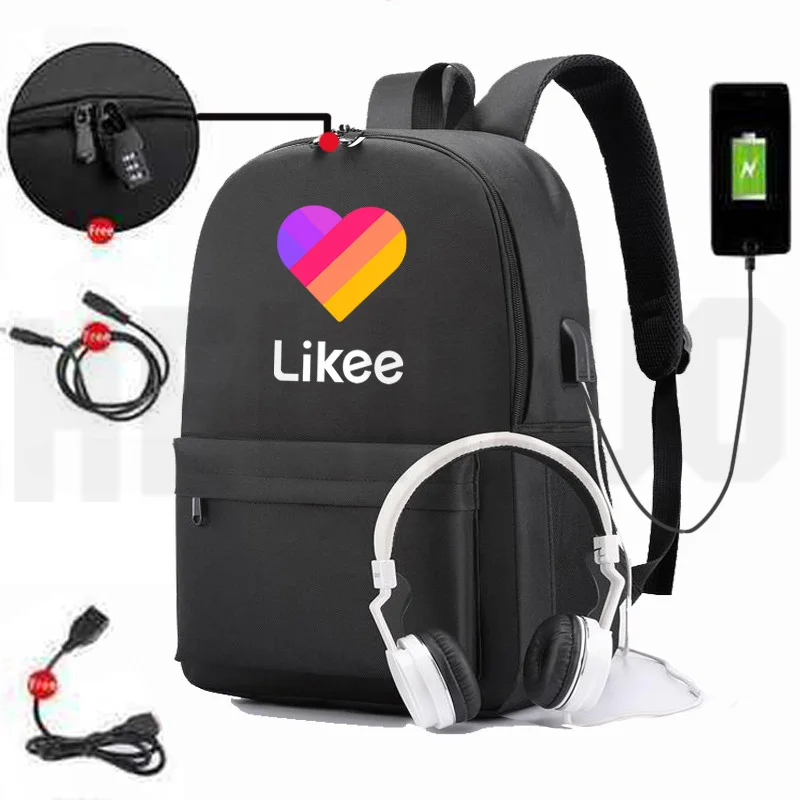 Рюкзак Русский LIKEE 1 (Like Video) розовые сумки на молнии с usb зарядкой Мужская