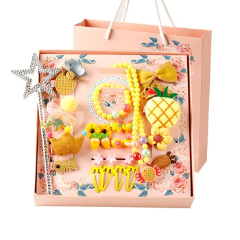 

28pcs Cartoon Headwear Ponytail Baby Girls Children Hair Clip Bows Hairpins Princess Elastic Band Salon Styling Tool Daily Cute