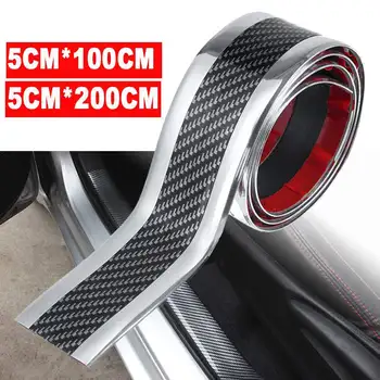 

Car Stickers 3D Carbon Fiber Rubber Styling Door Sill Protector Auto Bumper Strip Car Door Protect Scratchproof Accessories