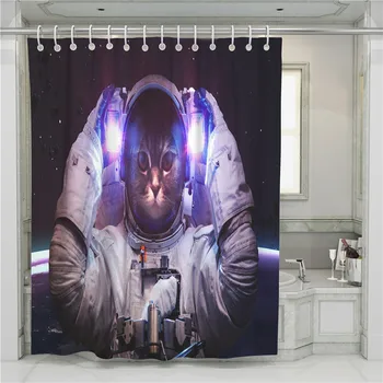 

A Cat 3D Shower Curtain Bathroom Waterproof Polyester Printing Curtains for Bathroom Shower Hooks