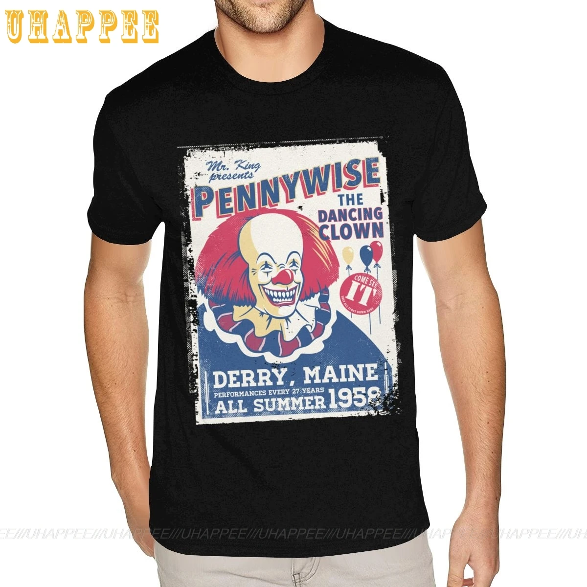 Горячая Распродажа танцевальный клоун Pennywise футболка футболки для мужчин большие размеры черные