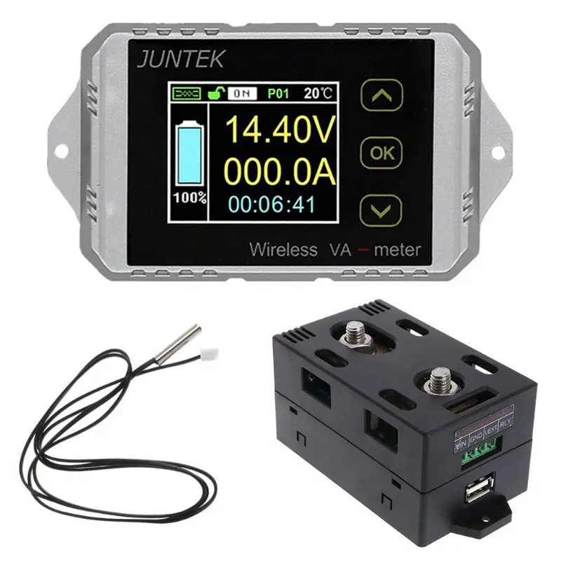 

DC 120V 50A~300A Wireless Ammeter Voltage KWh Watt Meter Car Battery Coulometer