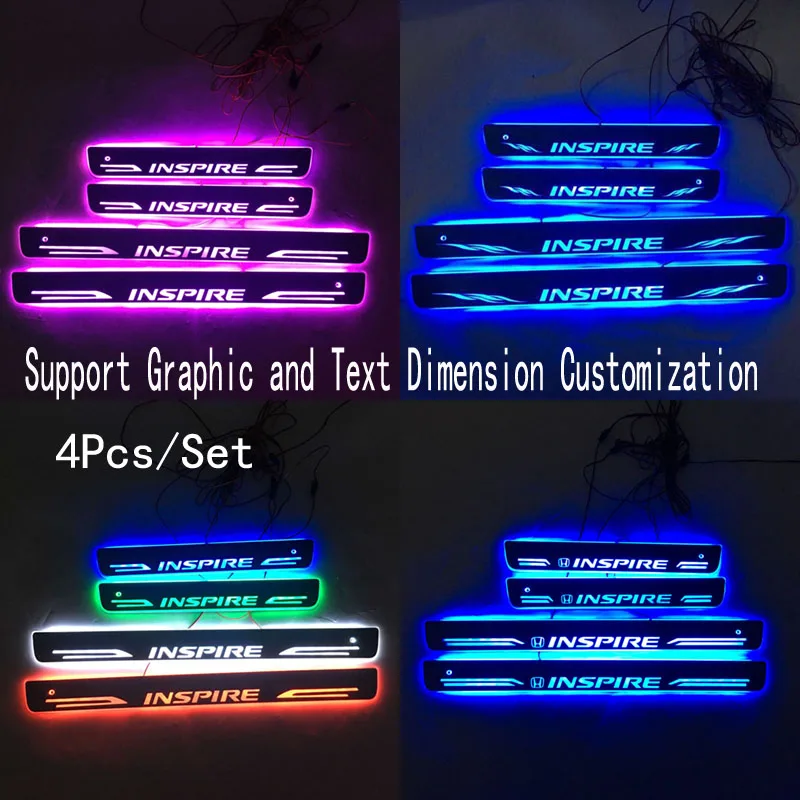 

4pcs/Applicable to INSPIRE Streaming Dynamic LED Lamp Door Welcome Pedal/Dynamic Lighting Vehicle Threshold For Honda INSPIRE