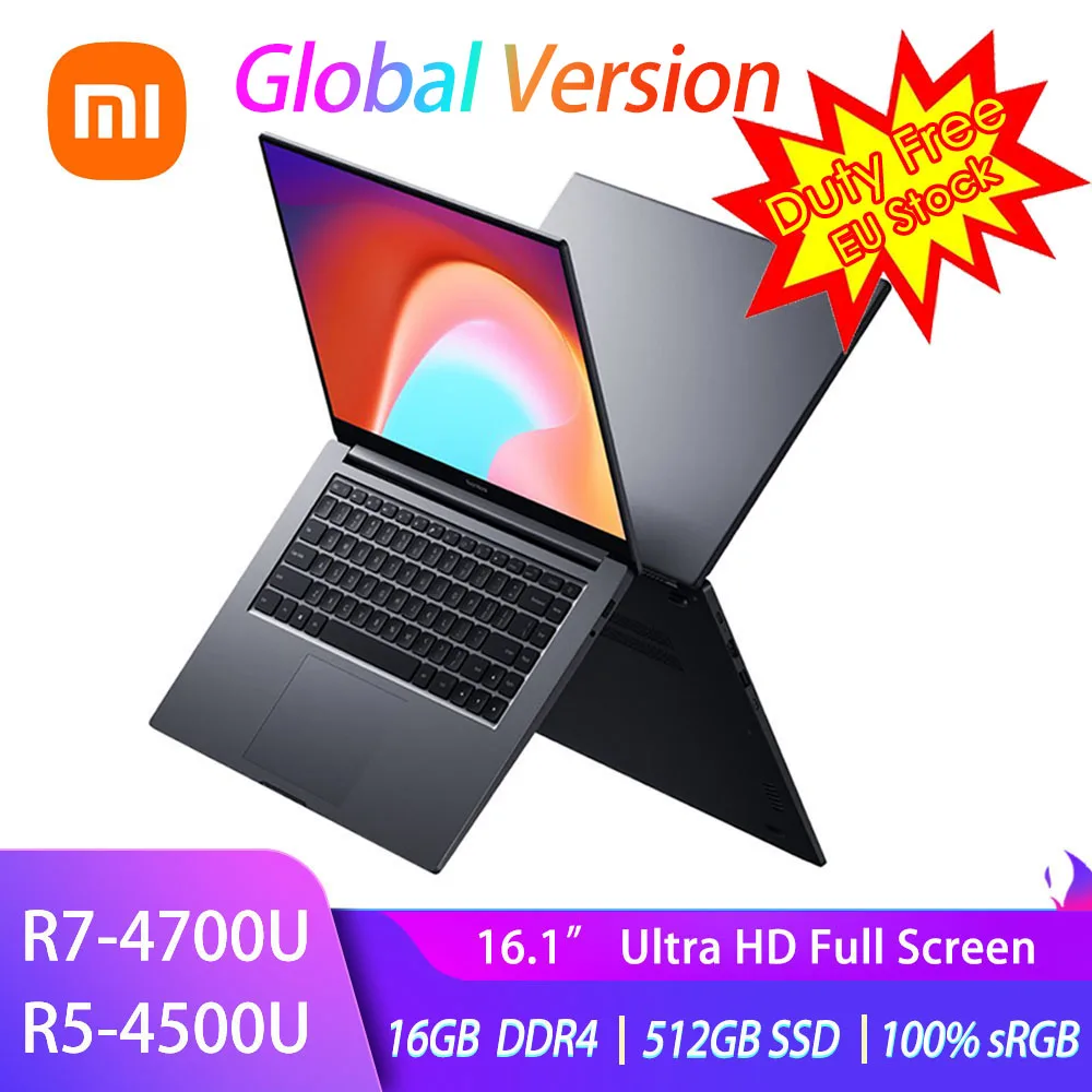 Versión Global Xiaomi RedmiBook 16 portátil Ryzen edición 4700U/4500U Pantalla de 16,1 pulgadas 100% sRGB tipo C 512G SSD portátil