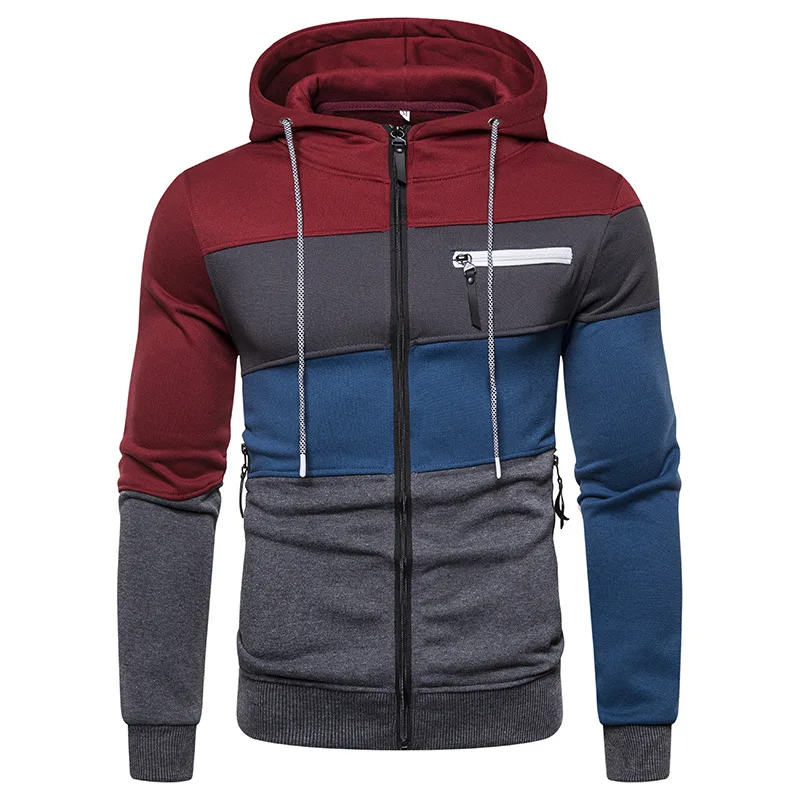 

Laamei Mens Zipper Hoodies Casual Pacthwork Hooded Coat Men Sportswear Zipper Sweatshirts Autumn Hoodies Coat Eu Size