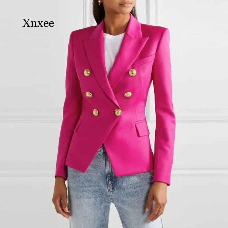 

Women Solid Blazers Femme Slim Fashion Double Breasted Women Suit Jacket Female Ladies Long Sleeve Elegant Feminine Clothing