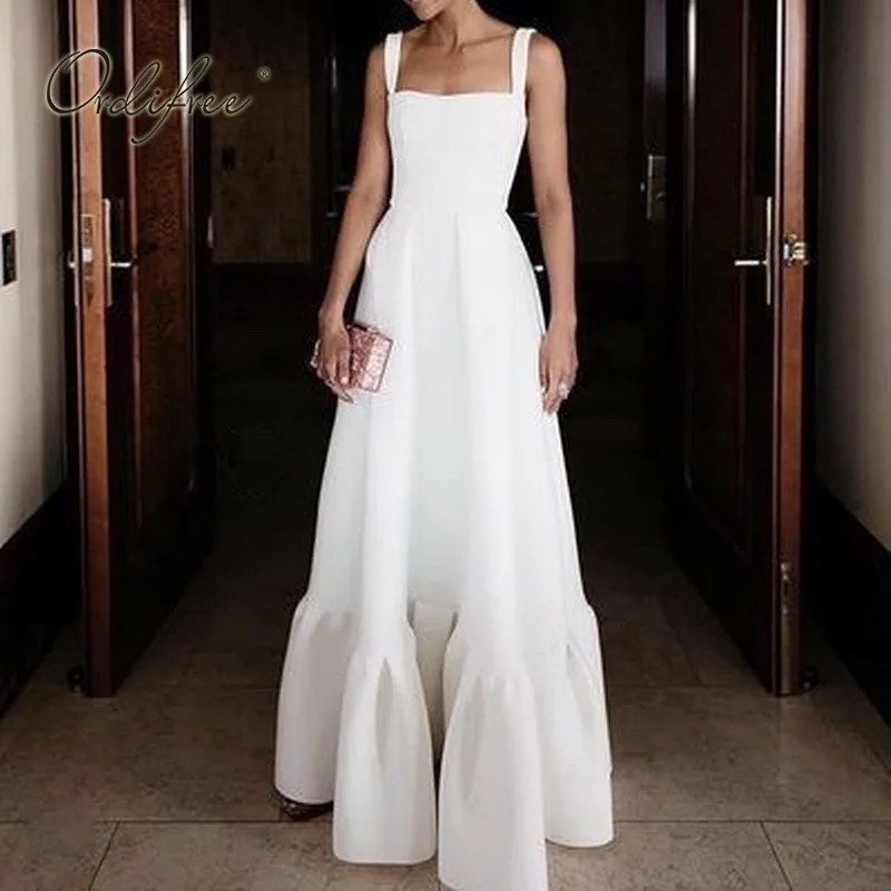 

Ordifree 2019 Summer Women Long Party Dress Elegant Ladies Spaghetti Strap Sexy Swing Maxi Dress Plus Size