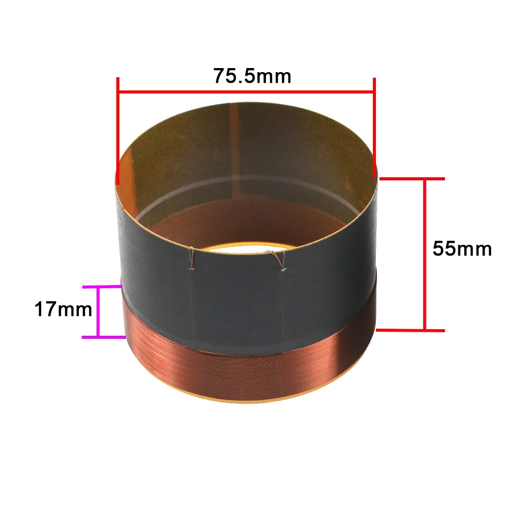 75.5mm woofer voice coil glass fiber pure copper wire two layers 75.5mm stage speaker BASS voice coil accessories 2pc