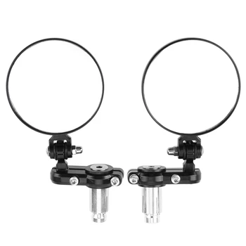 

VODOOL 2Pcs 7/8" 22mm Universal Motorcycle Rearview Mirror Fodable Motorbike Scooter Handle Bar End Round Side Rear View Mirrors
