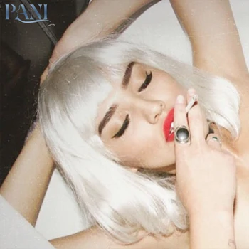 

PANI White Wig Short Straight Bob Wigs Synthetic Wigs With Neat Bangs For Women Heat Resistant Cosplay Wigs Hair Extension