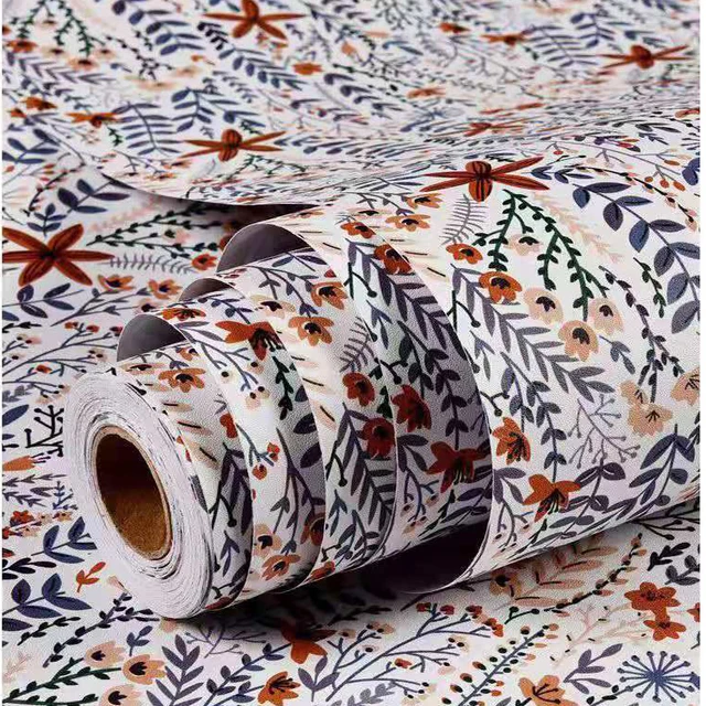 Modern Flower Pattern Self-Adhesive Wallpaper Living Room Background Furniture Sticker DIY Home Decoration Wallpaper Mural Hemerocallis purple