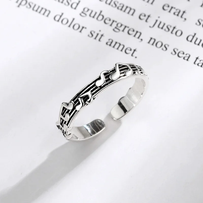 Alloy Retro Five-line Sheet Music Simple Note Opening Adjustable Ring Female Women Lovers Wedding Jewelry Engagement Gifts opening ring adjustable rings wedding rings wedding ring finger ring