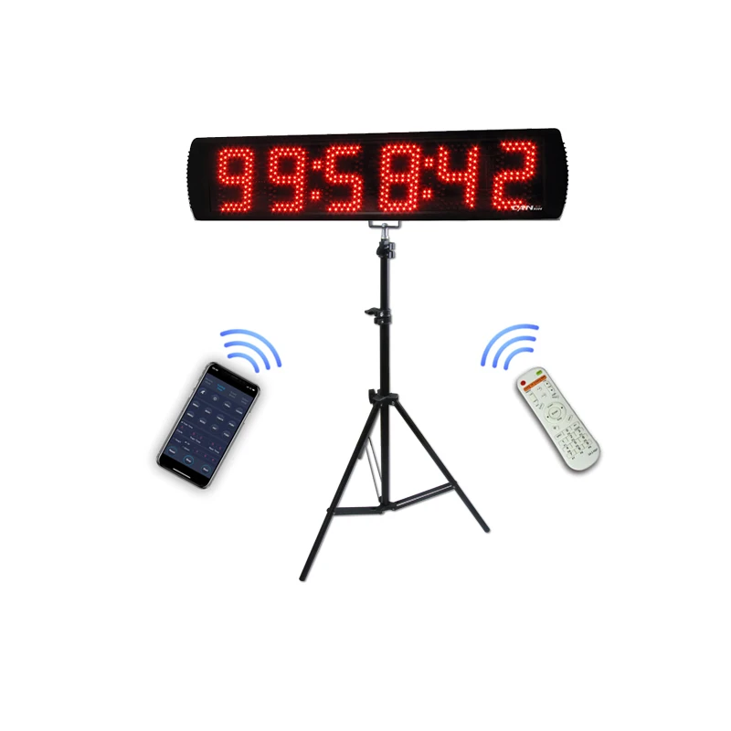 Outdoor Running Events IR Remote Control BESTLED Single Sided Red Color LED Race Timing Clock Countdown/up Timer with Tripod 5 High Character for Semi-Outdoor 
