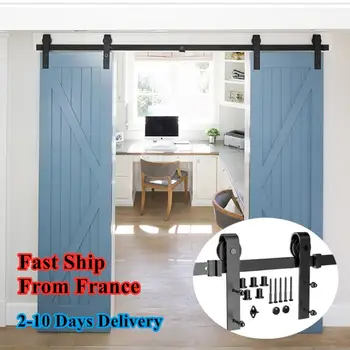 

183/200CM Vintage Spoke Industrial Wheel Sliding Barn Wood Hanging Rail Interior Closet Kitchen Barn Door Hardware Track HWC