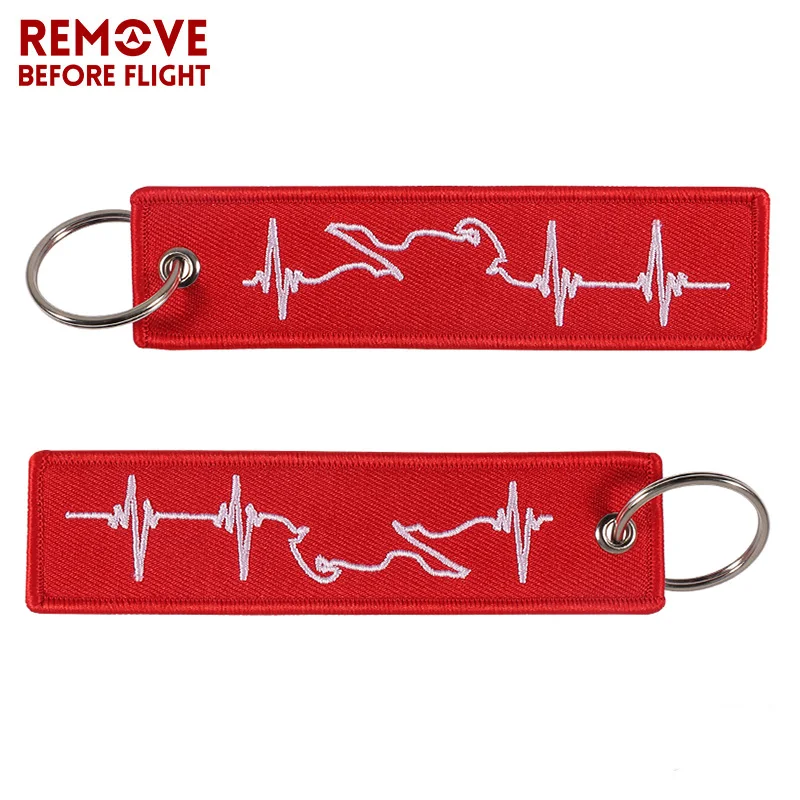 Fashion Biker Heartbeat Keychain for Motorcycles and Cars OEM Key Chains Embroidery Key Fobs Jewelry Fashionable Chain Keychain2