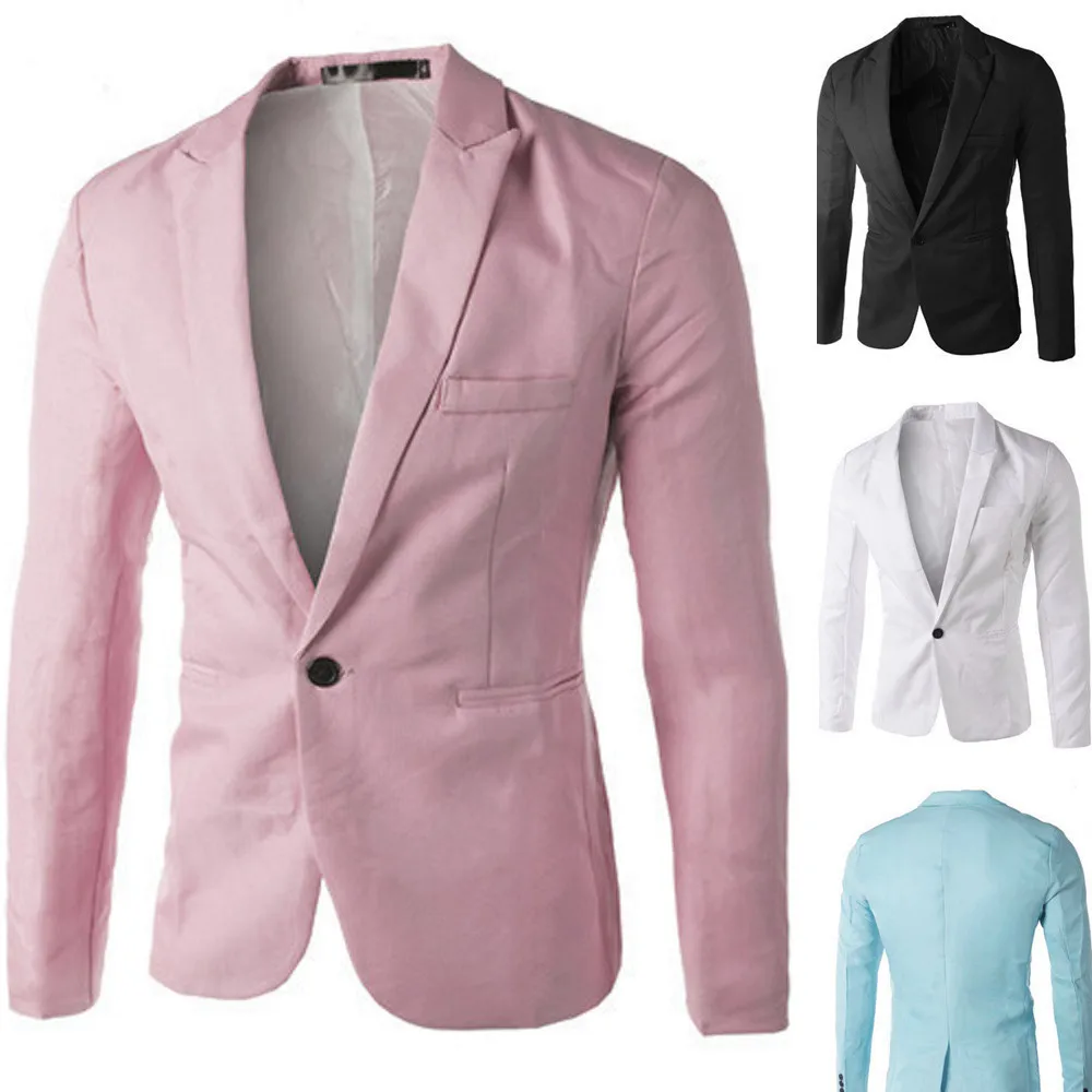 Autumn Blazer Plus Size 3XL Charm Men's NEW Fashion Casual Slim Fit One Button Business Wedding Blazer Coat Jacket Top Freeship
