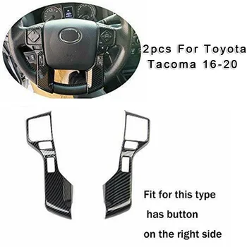 

2pcs Carbon Fiber Style Car Steering Wheel Cover Trim For Toyota Tacoma 2016-2020 Decoration Cover Trims