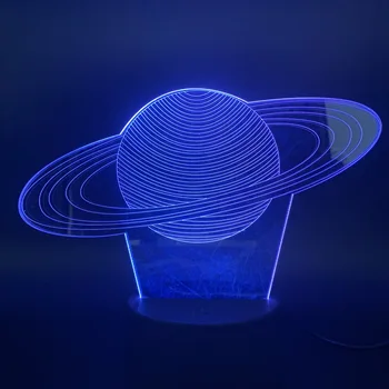 

3D Lamp Solar System Saturn Visual Light Effect Battery Powered Awesome Present for Children Led Night Light Lamp Hologram