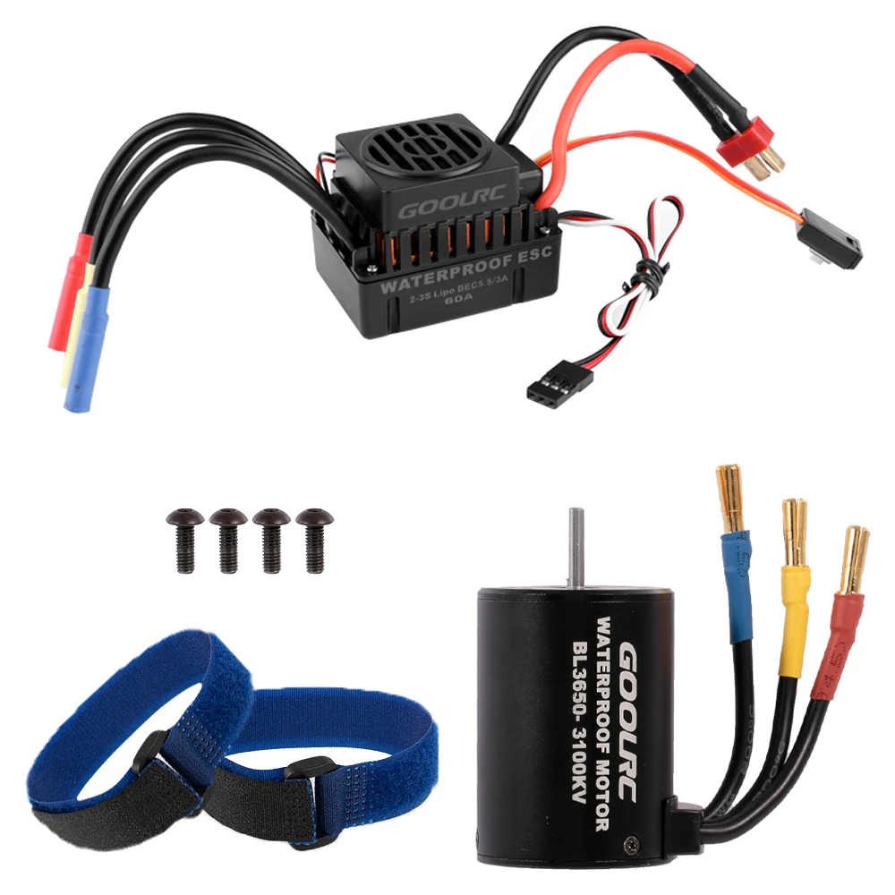 

RC Parts GOOLRC Waterproof BL3650 3100KV Brushless Motor with 60A ESC for 1/10 RC Car Off-road