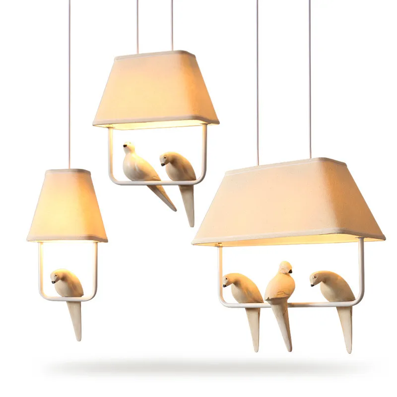 Billig Kreative Tuch kunst vogel LED anhänger lichter für kinder zimmer restaurant küche dekoration hängen lampe hotle lampe 110v 220v
