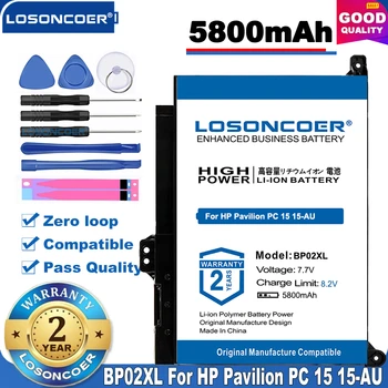 

100% LOSONCOER 5800mAh BP02XL Laptop Battery for HP Pavilion PC 15 15-AU 849909-850 (F9-21) 849569-421 HSTNN-LB7H BP02041XL