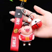 Мультфильм ключ кнопка Wukong свинья креативный колокольчик Кожа Веревка сумка кулон Мода Кукла кулон подарок