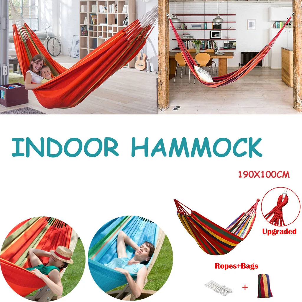 Double Hammock 190x100cm Portable Travel Camping Hanging Hammock