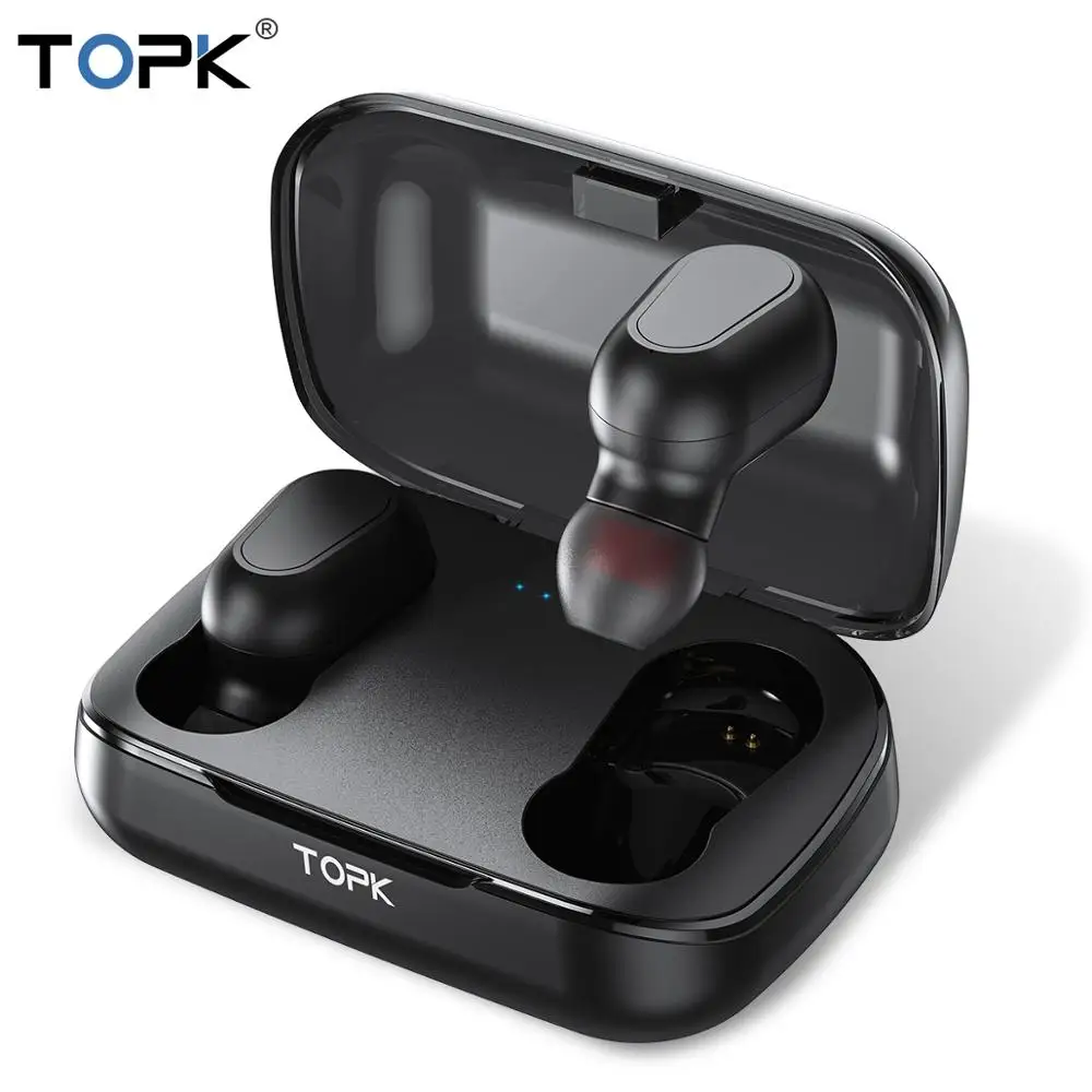 

TOPK TWS Bluetooth 5.0 LED Display Wireless Bluetooth Headphones Earphones With Microphone Mini Cordless Earbuds for Xiaomi