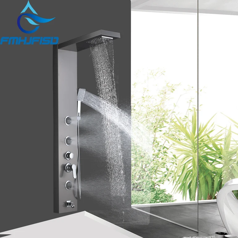 

FMHJFISD Rain Waterfall Shower Bathroom Shower Panel Faucet Body SPA Massage Jets Tower Shower Column Mixer Water Faucet Tap