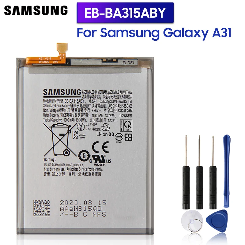 

Samsung Original Replacement Battery EB-BA315ABY For Samsung Galaxy A31 2020 Edition Authentic Phone Battery 5000mAh