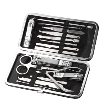 

16Pcs Stainless Steel Manicure Pedicure Set Nail Clipper Cutter Scissor Tweezer Earpick Blackhead Needles PU Bag Included