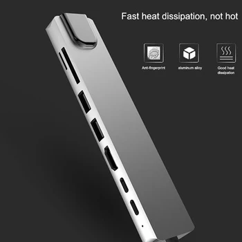 

8 In 1 Multiport Type C To USB-C 4K HDMI Adapter USB 3.0 Cable Hub