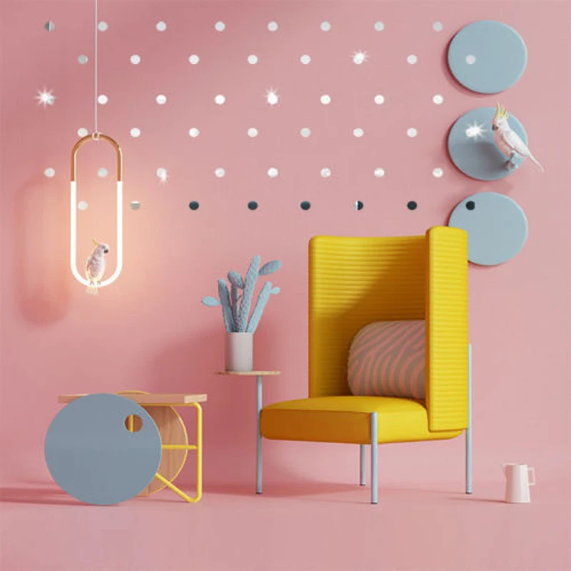 

50pcs 5*5CM Round Acrylic Mirror Background Wall Sticker Bedroom Decoration 3D reflecting mirror stickers drop shipping sale