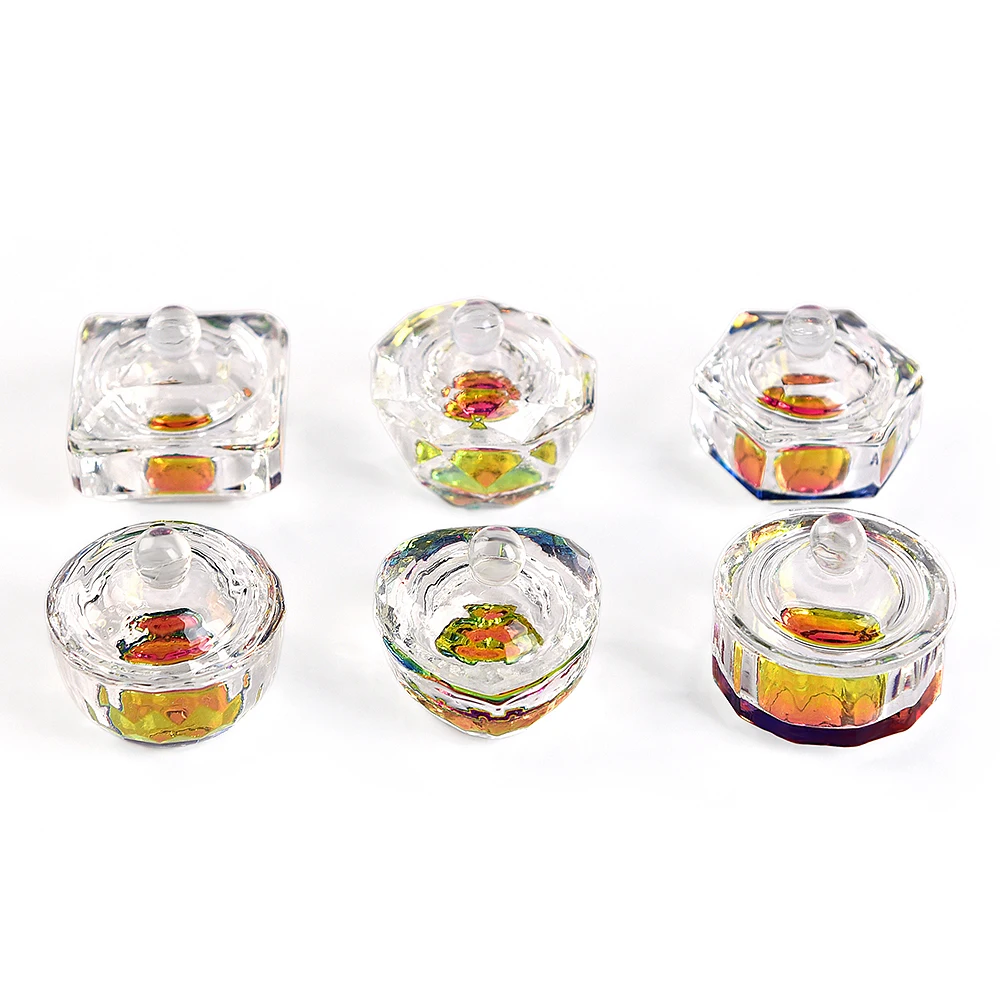 1Pc Nail Art Acrylic Liquid Powder Dappen Dish Bowl Glass Crystal Cup Heart Glassware with Lid for Nail Art Manicure Care Tools 5
