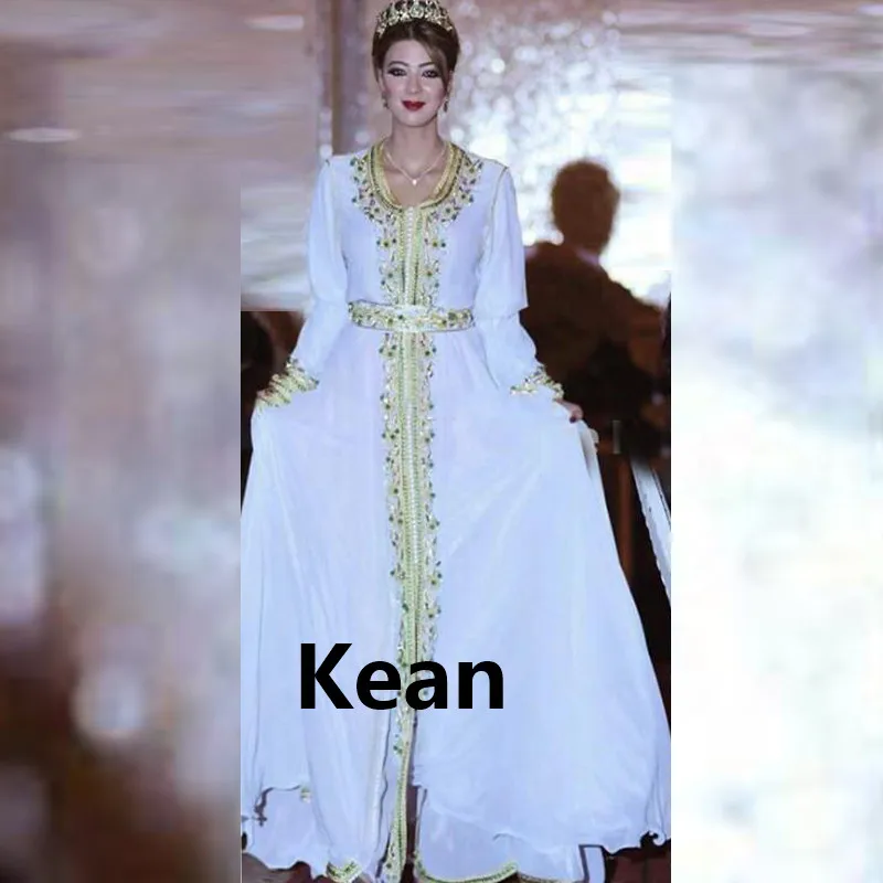 

Sky Blue Moroccan Kaftan Dubai Evening Dresses Golden Lace Belt Saudi Arabic Muslim Mother Special Occasion Party