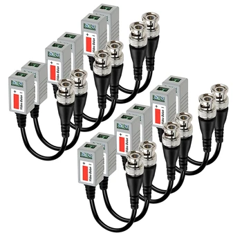 

6 Pairs (12 Pcs) Mini CCTV BNC Video Balun Transceiver Cable Black+Silver