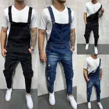 Стиль, модные мужские повседневные потертые джинсы с карманами, комбинезон, уличная одежда, комбинезон, штаны на подтяжках, M1028