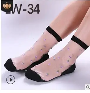 10 комплектов, модные женские кружевные носки, прозрачные шелковые эластичные носки, тонкие ультратонкие прозрачные короткие носки с цветком, уличная одежда - Цвет: LW34