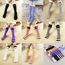 Носки для девочек хлопковые длинные носки для маленьких девочек милый мультяшный Кот гольфы детские танцевальные носки гетры