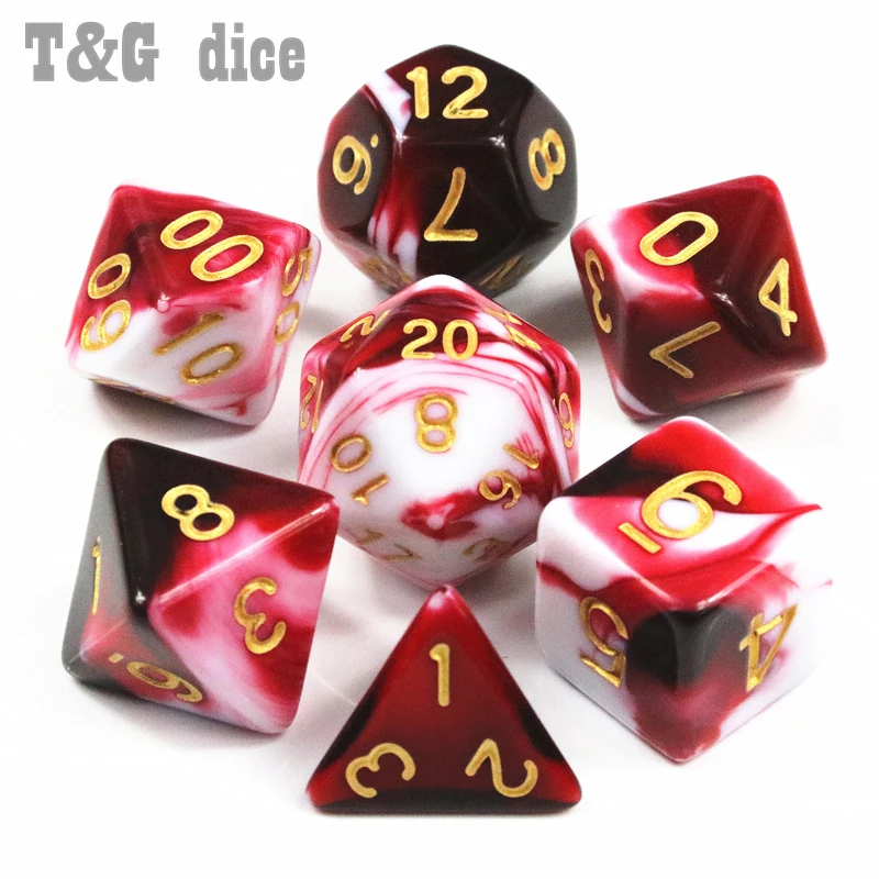 105 красочных игральных костей с черной сумкой T & G Rainbow 15 комплектов D4 D6 D8 D10 % D12 D20