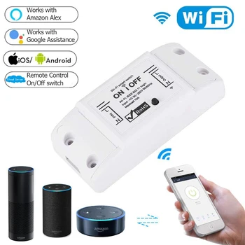 

Wireless WiFi Smart Light Switch Universal Breaker Timer Smart Life APP Wireless Remote Control Works With Alexa Google Home D30