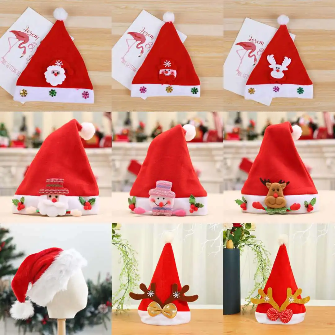 

Christmas Gift Christmas Applique Cartoon Christmas Hat Santa Claus Snowman Deer Glowing Hat