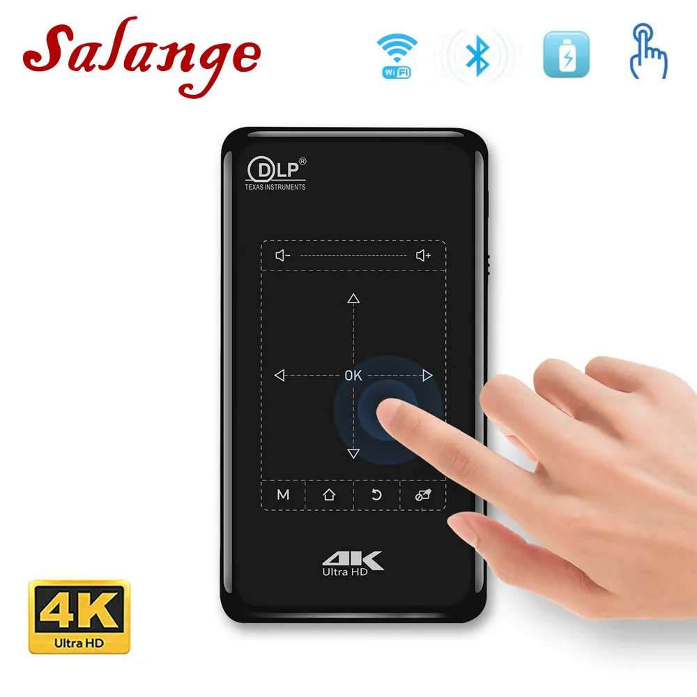 Мини проектор Salange Android 9 0 Wi Fi Bluetooth аккумулятор 4000 мАч поддержка Miracast Airplay