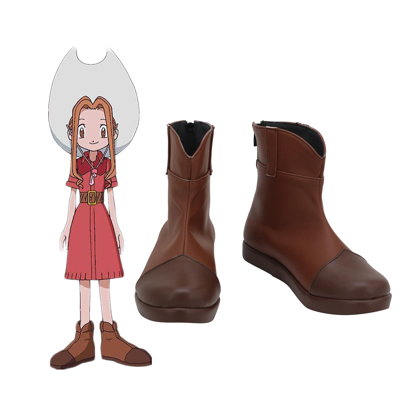 

Digimon Adventure Mimi Tachikawa Cosplay Boots Brown Shoes Custom Made Any Size