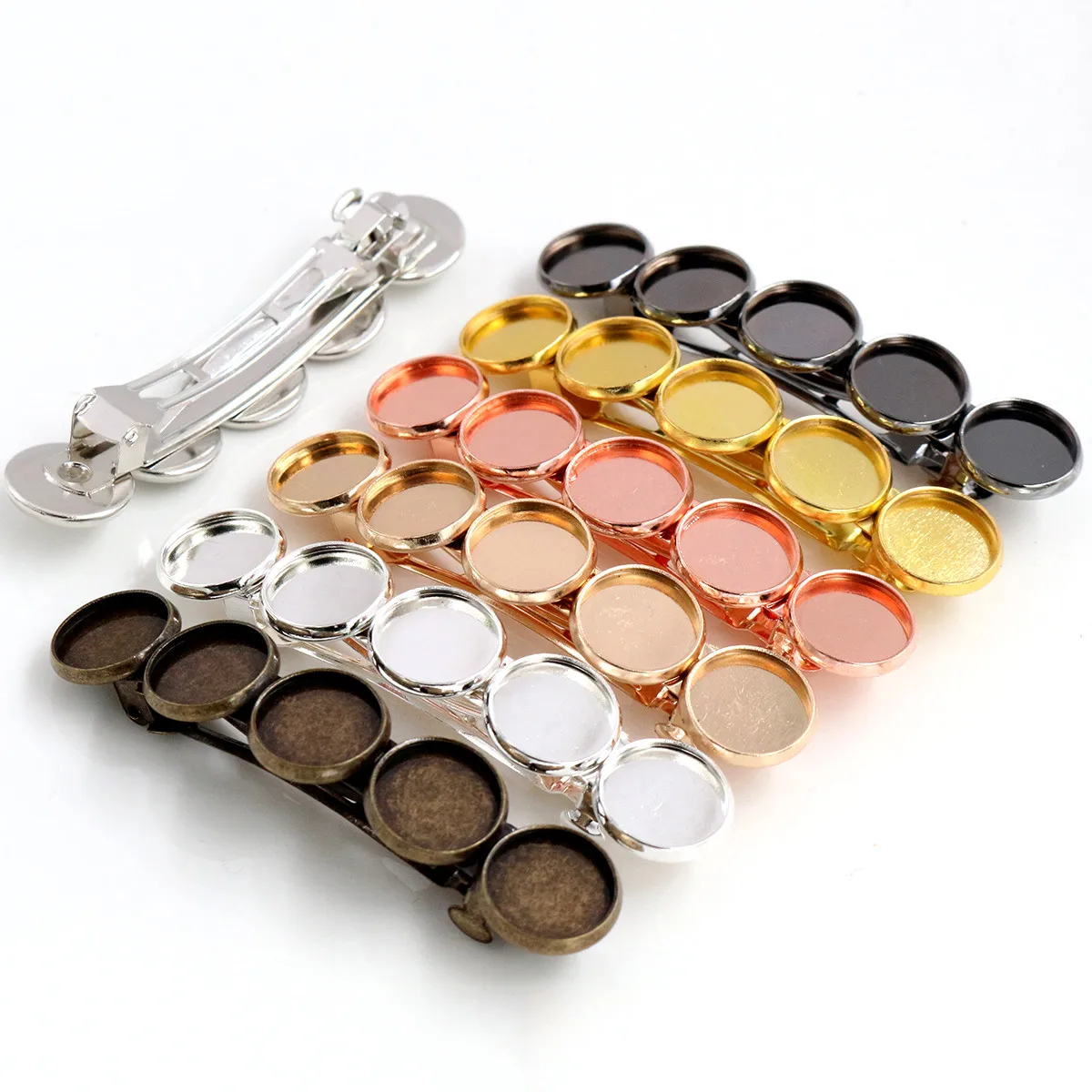 5pcs 12mm with 5 cameo High Quality 7 Colors Plated Copper Material Hairpin Hair Clips Hairpin Base Setting DIY Hair Accessories