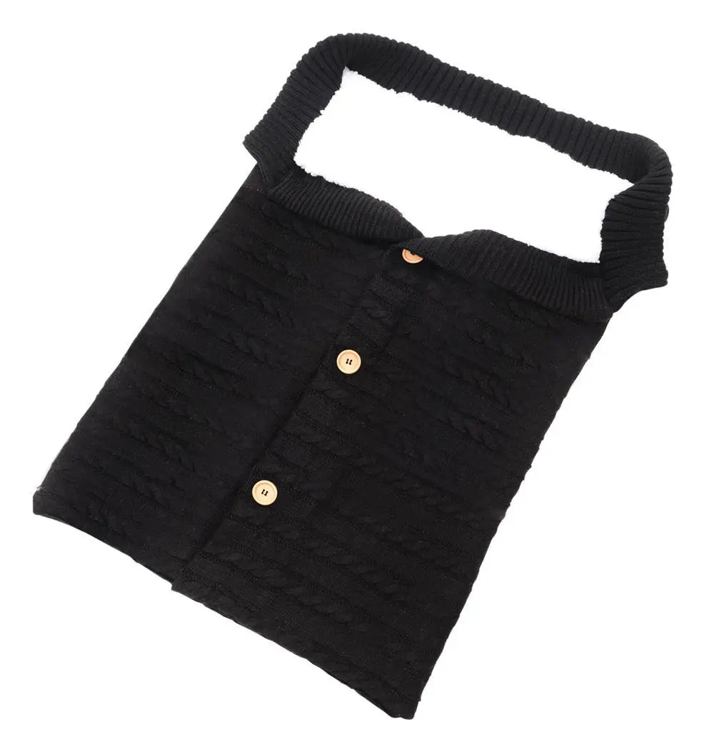 Детский плюшевый спальный мешок на пуговицах, спальный мешок для детской коляски, зимний теплый мягкий хлопковый спальный мешок для малышей, Пеленальный спальный мешок - Цвет: Black