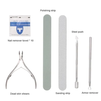 

DIY Nail Art Tools Manicure Kit Nail Files Nail Polish Steel push Polishing Sanding Bar Armor Removal Planer Dead skin scissors