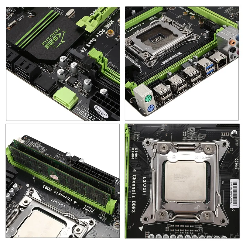 X79 LGA2011 материнская плата комбинированный комплект с E5-2660 C2 cpu 4X4GB 16GB DDR3 ram 4-Ch 1333Mhz PCI-E NVME M.2 SSD слот