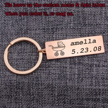 

Dad Mom Custom Keychain Present Bag Charm Jewelry Name Date Personality Keepsake Engraved Gift Parents Gifts Key Holder Souvenir